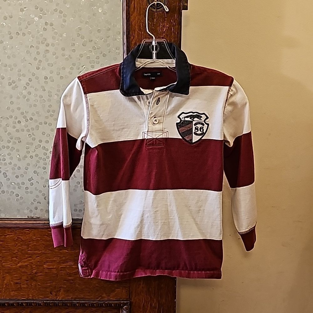 Maroon and white striped polo size small